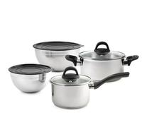 H&H, Batteria di Pentole, 8 Pezzi Avant in Acciaio Inox 18/10, Triplo Fondo per Tutti i Piani Cottura, Inclusa Induzione, con Bowl e Coperchi