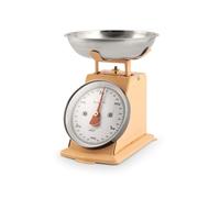 H&H Bilancia da Cucina Meccanica in Acciaio Inox Beige - Portata 3 kg con Divisione 20 g - Stile Retrò, Ciotola Rimovibile