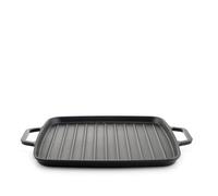 H&H Bistecchiera in Ghisa Smaltata Quadrata 32 cm con 2 Manici - Compatibile con Induzione e Tutti i Piani Cottura