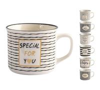 H&H Black Gold Set 6 Tazze Jumbo, New Bone China, cc410