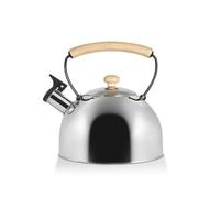 H&H Bollitore con Fischio, Acciaio Inox, Manico in Legno, 2,3Lt, Induzione