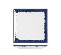 H&H Boston Set 6 Piatti Piani, Stoneware, Bordo Blu, cm 24x24
