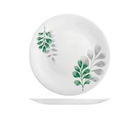 Bormioli Rocco Confezione 6 Piatti Piani Botanica Decoro Verde Vetro Opale, Bianco, Cm 27 - vetro 3901701