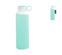 H&H Bottiglia, Borosilicato e Silicone, Azzurra, con Tappo, Lt 0.56