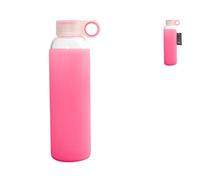 H&H Bottiglia, Borosilicato e Silicone, Rosa, con Tappo, Lt 0.56