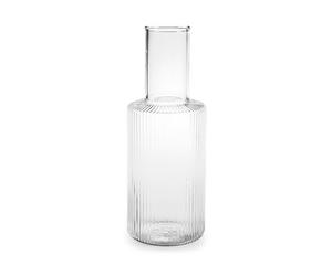 H&H Bottiglia Epoque in Vetro Trasparente Rigato, Capacità 0,85L, Elegante e Versatile, Idonea al Lavaggio in Lavastoviglie
