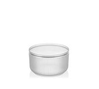 H&H, Bowl Linee con Coperchio in Polistirene Rigato Trasparente, 2,3 Litri - Idonea al Contatto con gli Alimenti, BPA Free