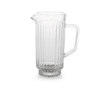 H&H Brocca Atena in Vetro Lavorato Trasparente 1 Litro - Elegante e Resistente - Lavabile in Lavastoviglie - Caraffa per Acqua, Succhi e Bevande - Design Raffinato per la Tavola