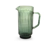 H&H Brocca Atena in Vetro Lavorato Verde 1 Litro - Elegante e Resistente - Lavabile in Lavastoviglie - Caraffa per Acqua, Succhi e Bevande - Design Raffinato per la Tavola