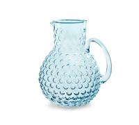 H+H Brocca Bubble - Vetro bocciardato, lavabile in lavastoviglie - Blu 2,3 L