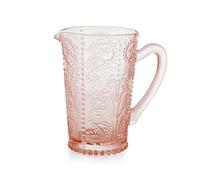 H&H Brocca Garden in Vetro Lavorato Rosa Antico - Capacità 1,35 Litri - Lavabile in Lavastoviglie