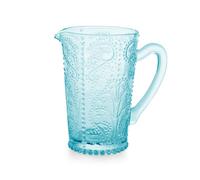 H&H Brocca Garden in Vetro Lavorato Azzurro - Capacità 1,35 Litri - Lavabile in Lavastoviglie