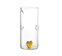 H&H Brocca in Vetro Borosilicato, Cuore Ambra in Vetro all'interno, 1.4Lt