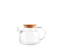 H&H-Brocca in Vetro Borosilicato Trasparente da 0,6L con Filtro a Spirale in Acciaio Inox 18/10 e Coperchio in Bambù - Perfetta per Bevande Fresche