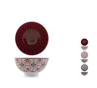 H&H by Bruno Barbieri, Collezione Nomad - Set di 6 Poke Bowl, Diametro 10 cm, Pattern etnici/geometrici assortiti, in porcellana, lavabili in lavastoviglie, idonee al microonde