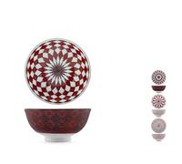 H&H by Bruno Barbieri, Collezione Nomad - Set di 6 Poke Bowl, Diametro 12 cm, Pattern etnici/geometrici assortiti, in porcellana, lavabili in lavastoviglie, idonee al microonde