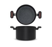 H&H by Bruno Barbieri, Pentola Antiaderente Voyage 24 cm - Rivestimento Pfluon, Design Elegante, Adatta per Induzione