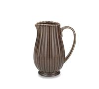 H&H Caraffa in Stoneware 1,08 L Lotus Marrone - Caraffa Acqua e Bevande Compatta, Design a Rilievo Effetto Petalo, Lavastoviglie e Microonde