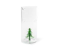 H&H, Caraffa Natalizia, in vetro borosilicato, trasparente, con miniatura, albero di natale, capacità 188 lt, Idea regalo Natale