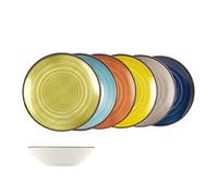 H&H Set 12 Piatti Fondi Caribe In Stoneware Assortiti Cm 20,5