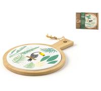 H&h Caribe Tagliere Tondo In Porcellana, Base Bamboo