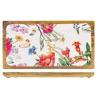 H&H Caroline Piatto in Legno Rettangolare, 20x38cm, Fiori