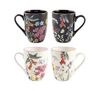 H&H Caroline Set 6 Mug, New Bone China, Black&White, 340cc