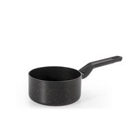 H&H-Quantum, Casseruola in Alluminio Antiaderente, Diametro 16 cm, Compatibile con Induzione, Gas e Piastra Elettrica, 1 Manico in Bakelite, Colore Nero con Spruzzatura Oro