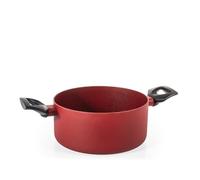 H&H Casseruola 2 Manici Absolute Red Ø20 cm in Alluminio - Rivestimento Antiaderente Pfluon, Fondo per Induzione, Superficie Ruvida per Cottura Uniforme