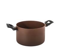H&H Casseruola 2 Manici Ground Ø22 cm Marrone in Alluminio - Rivestimento Antiaderente Pfluon, Fondo per Induzione, Superficie Ruvida per Cottura Uniforme