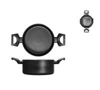 H&H Casseruola 2 Manici, Modello All Blacks Cm 20, Nero