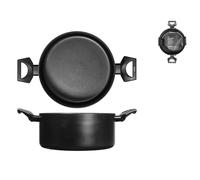 H&H Casseruola 2 Manici, Modello All Blacks Cm24, Nero