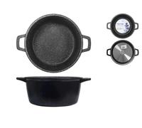 H&H Casseruola Alta Antiaderente Pietra Due Manici Cm24