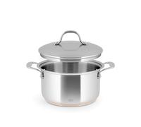 H&H Casseruola Alta in Acciaio Inox e Rame, 2 Manici, 18cm, Con Coperchio