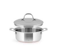 H&H Casseruola Bassa in Acciaio Inox e Rame, 2 Manici, 22cm, Con Coperchio