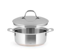 H&H Casseruola Bassa in Acciaio Inox e Rame, 2 Manici, 26cm, Con Coperchio