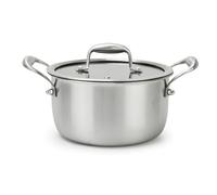 H&H Casseruola Evolution 20 cm con Coperchio in Vetro - Acciaio Inox e Alluminio, Rivestimento Antiaderente a Nido d’Ape, 2 Manici Ergonomici, Fondo per Induzione, Adatta a Tutti i Piani Cottura