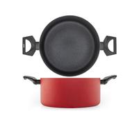 H&H, Casseruola, in alluminio, antiaderente, linea Flame, adatta a tutti i piani cottura, lavabile in lavastoviglie, diametro 24 cm
