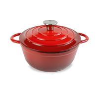 H&H Casseruola In Ghisa Smaltata Rosso Cm 22