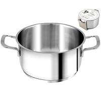 H&H Casseruola 2 Manici Elodie in Acciaio Inox con Fondo Induzione, Acciaio, cm 28, Lt 8 - 2962228