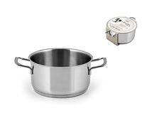 H&H Casseruola Inox Elodie Fondo A Induzione 2 Manici 14 Lt1,2 Pentole Cucina, Acciaio Inossidabile, Argento, 14 cm