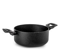 H&H Casseruola Titan 2 Manici in Alluminio con Rivestimento Antiaderente Pfluon, 24 cm, Colore Nero, Adatta a Tutti i Piani Cottura - Incluso Induzione e Vetroceramica, PFOA Free