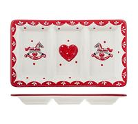 H&H Cavallino Antipastiera Rettangolare, Ceramica, Bianco e Rosso