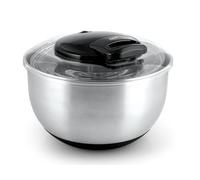 H&H Centrifuga per Insalata in Acciaio Inox e ABS - Ciotola con Coperchio e Meccanismo a Manovella