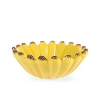 H&H Centrotavola Banana in Stoneware Decorata - Fruttiera o Porta Oggetti da Tavola - Ceramica Resistente - 21x7h cm - Design Frutta Originale
