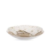 H&H Centrotavola Nevalis in vetro decorato bianco oro cm. 30