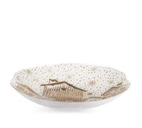 H&H Centrotavola Nevalis in vetro decorato bianco oro cm. 40