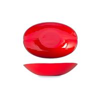 H&H Centrotavola Ovale Silk in Vetro Effetto Seta Colore Rosso - 30x20,5 cm, Elegante e Raffinato, Ottima Idea Regalo
