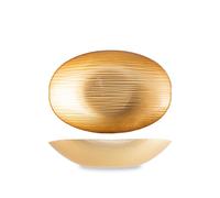 H&H Centrotavola ovale Silk in vetro effetto seta oro cm. 31,5