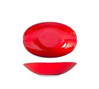 H&H Centrotavola Ovale Silk in Vetro Effetto Seta Colore Rosso - 30x20,5 cm, Elegante e Raffinato, Ottima Idea Regalo